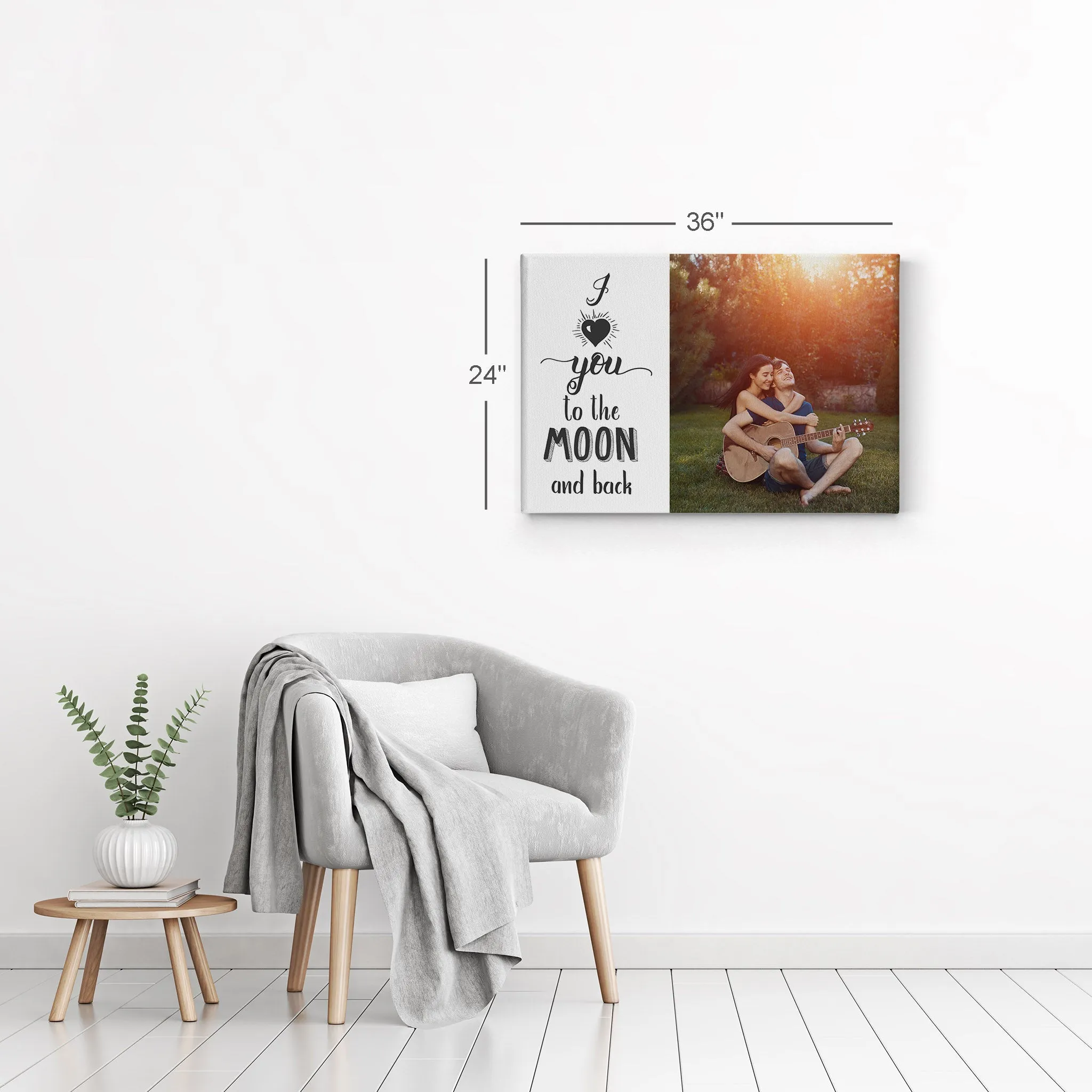 Personalized Gift Wall Art Custom Photo with I Love You to the Moon and Back Quote