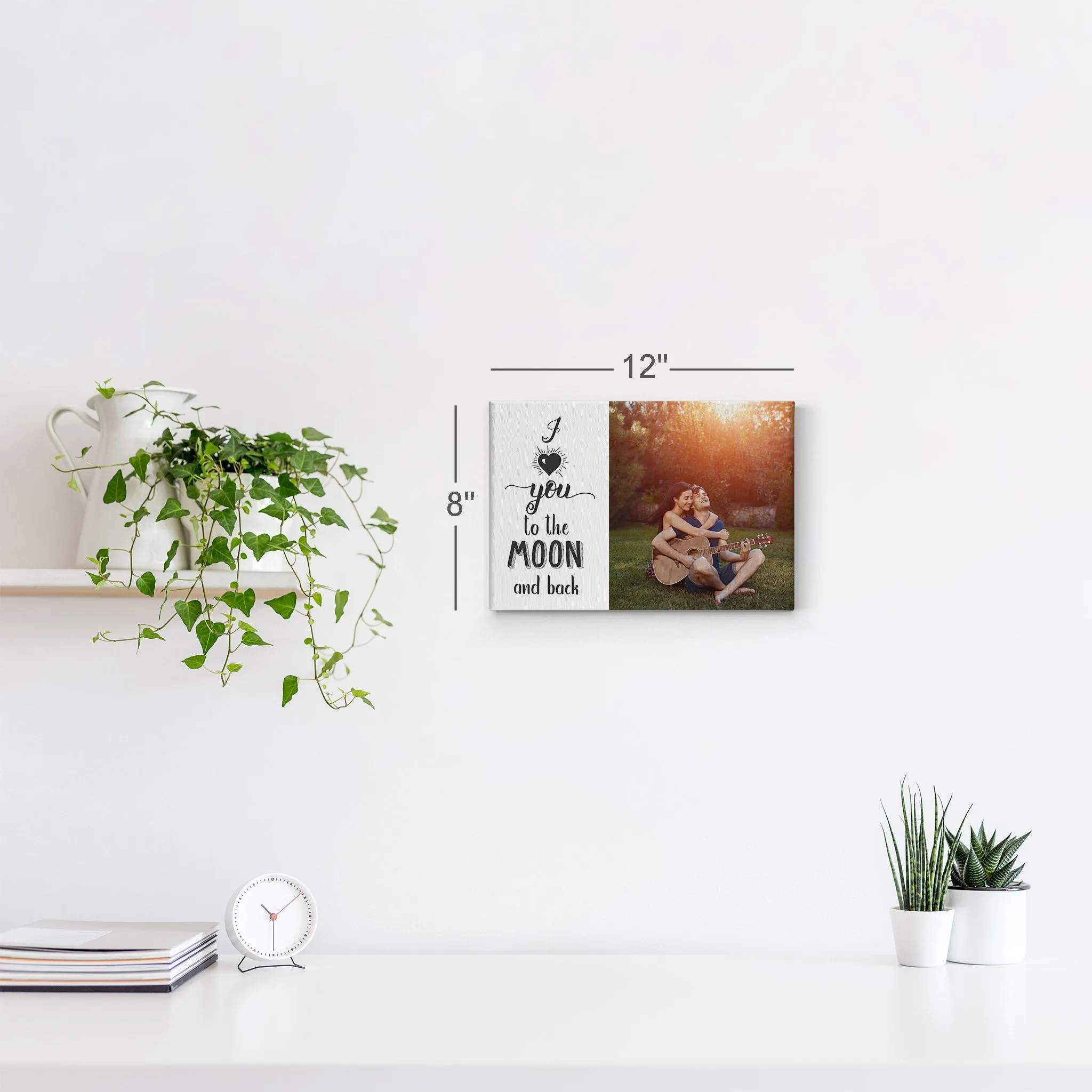 Personalized Gift Wall Art Custom Photo with I Love You to the Moon and Back Quote