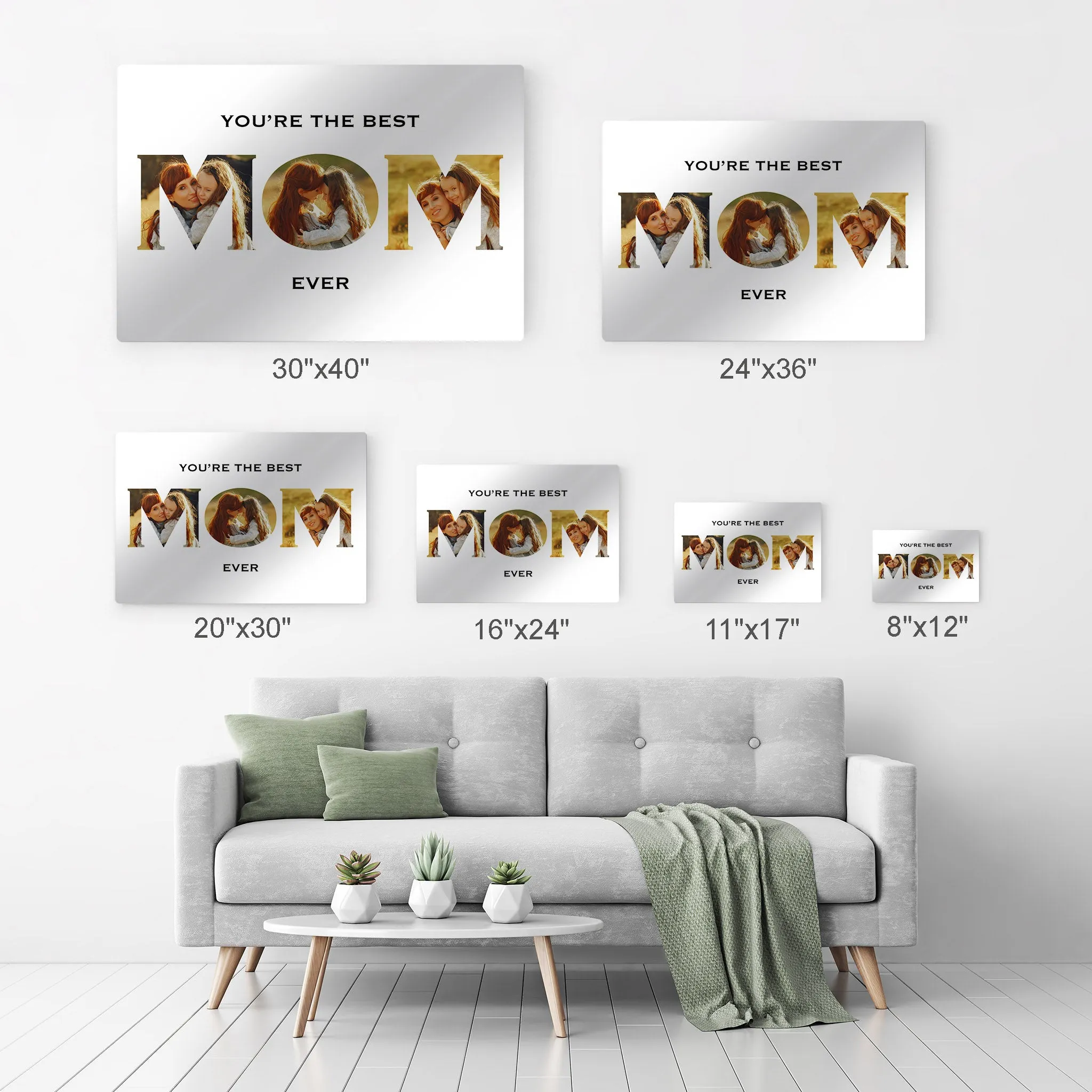 Personalized Mother Gift Wall Art Custom Photo Collage MOM Letter Shape You are the Best Mom Ever