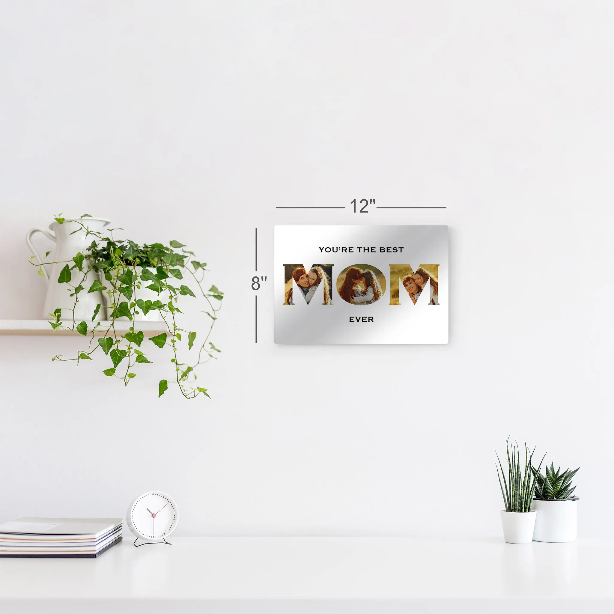 Personalized Mother Gift Wall Art Custom Photo Collage MOM Letter Shape You are the Best Mom Ever