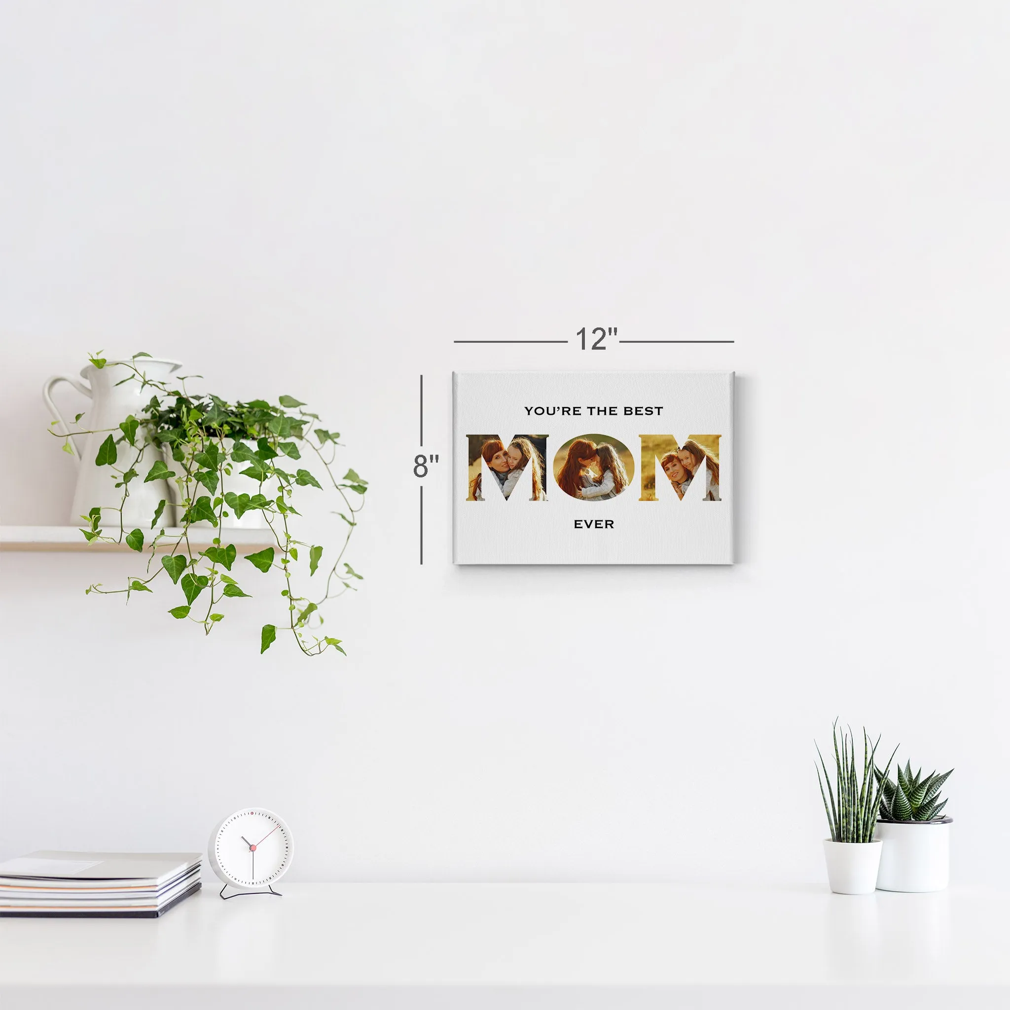 Personalized Mother Gift Wall Art Custom Photo Collage MOM Letter Shape You are the Best Mom Ever