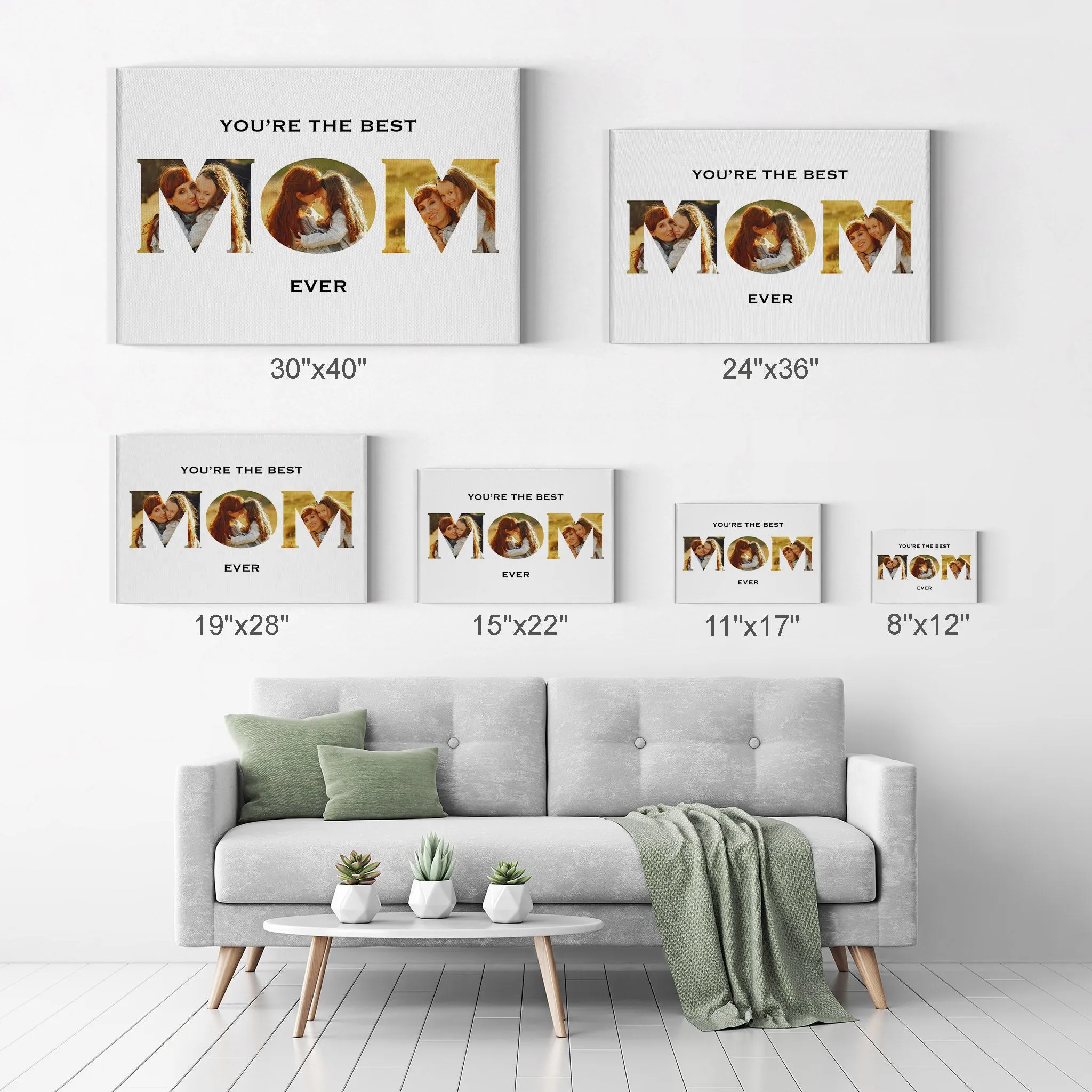 Personalized Mother Gift Wall Art Custom Photo Collage MOM Letter Shape You are the Best Mom Ever