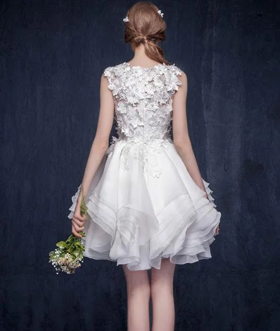 Pink Lace and Chiffon Short Layered Party Dresses, Sweet Formal Dresses, Homecoming Dresses