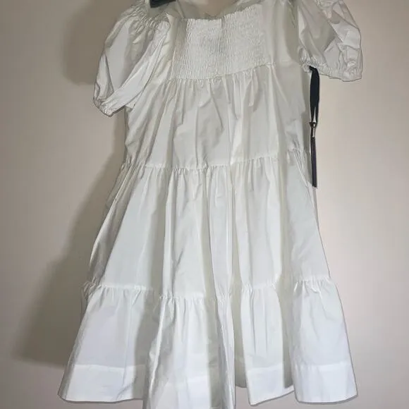 Pinko Ramon Off the Shoulder Tiered Puff Sleeve Babydoll Dress size IT 46 /US 10