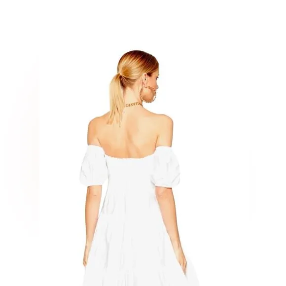 Pinko Ramon Off the Shoulder Tiered Puff Sleeve Babydoll Dress size IT 46 /US 10