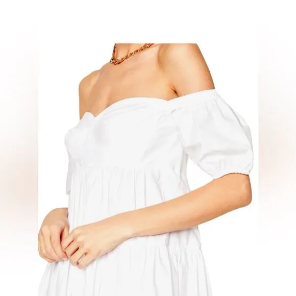 Pinko Ramon Off the Shoulder Tiered Puff Sleeve Babydoll Dress size IT 46 /US 10