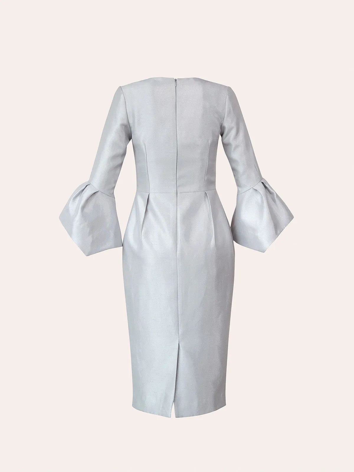 POPPY-PAINTED VOLUMINOUS SLEEVE MIDI DRESS