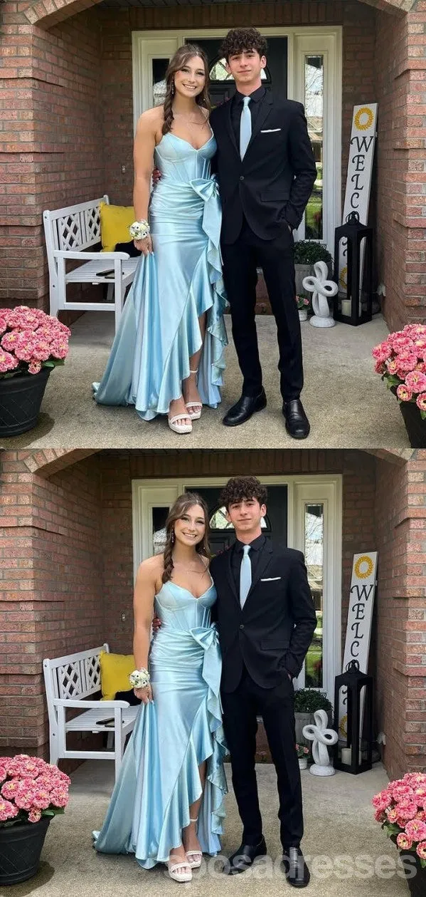Pretty Blue V-neck Spaghetti Straps Long Party Prom Dresses Ideas,Evening Gowns,13744