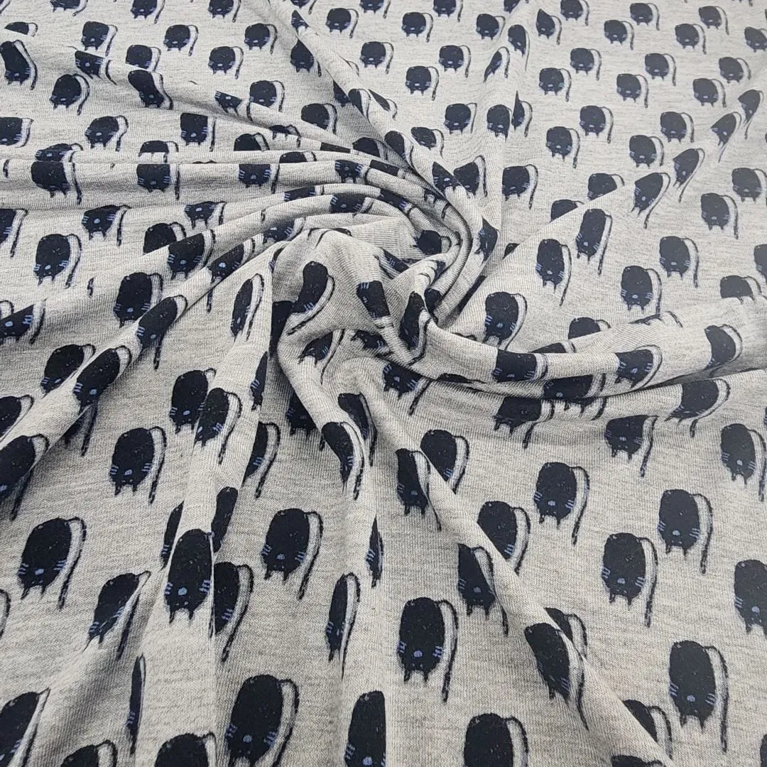Printed Viscose Lycra Fabric 150cm Grey