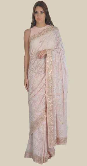 Pure Georgette Pink Chikankari Sarees