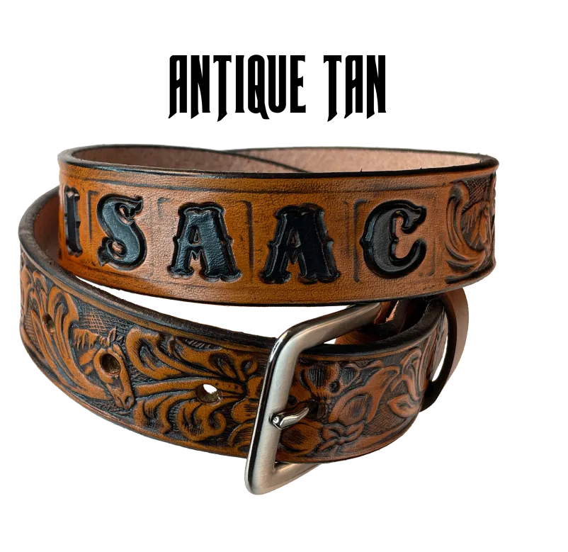 "Lil' Mustang" Leather KIDS/CHILDRENS Name Belt