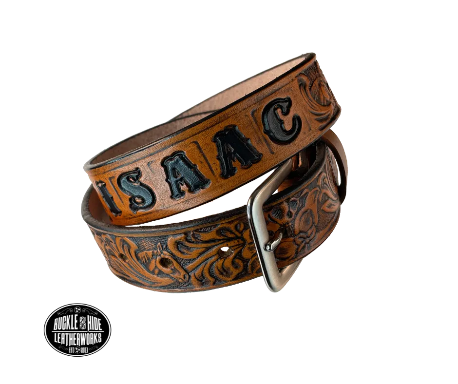 "Lil' Mustang" Leather KIDS/CHILDRENS Name Belt
