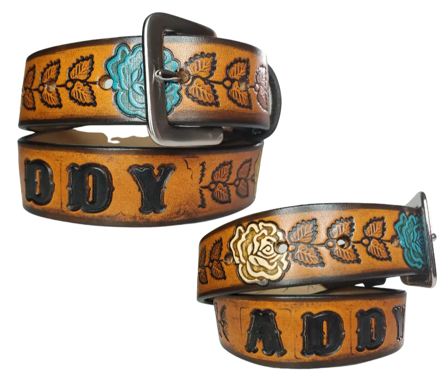 "Lil' Rose" Leather PAINTED KIDS/CHILDRENS Name Belt