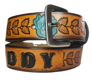 "Lil' Rose" Leather PAINTED KIDS/CHILDRENS Name Belt