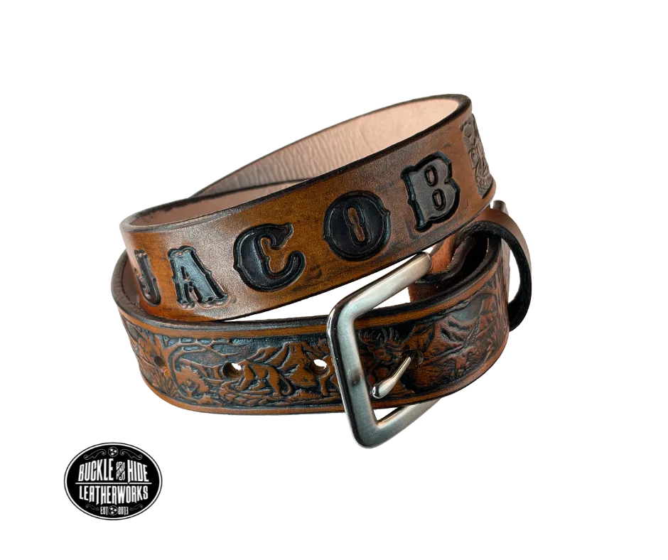 "Lil' Wilderness" Leather KIDS/CHILDRENS Name Belt