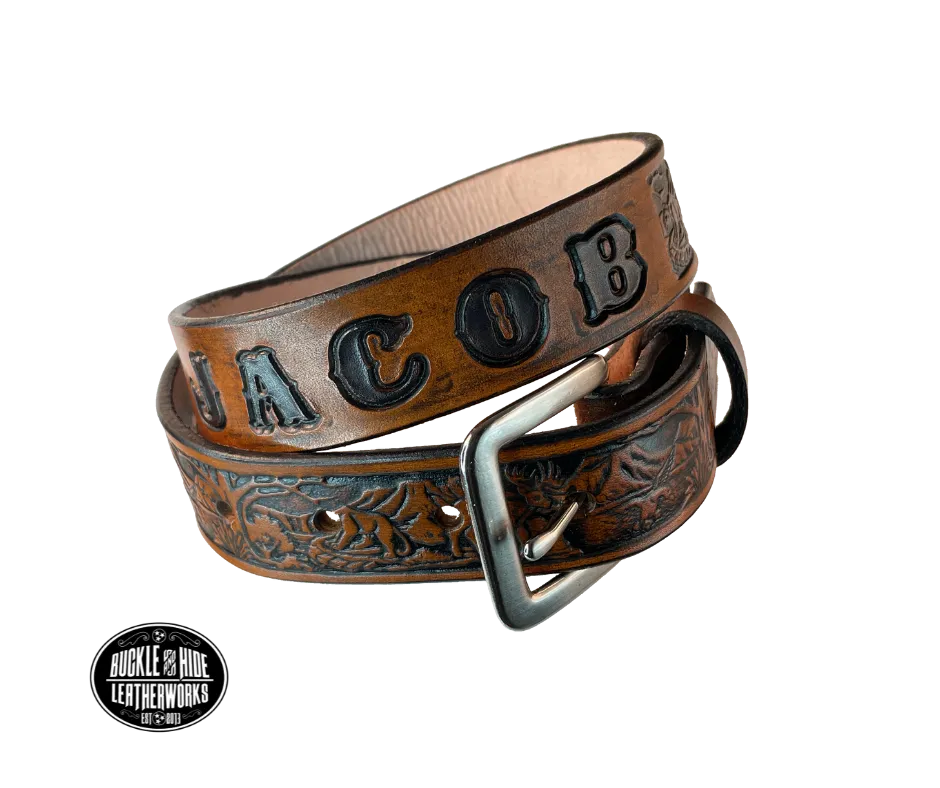 "Lil' Wilderness" Leather KIDS/CHILDRENS Name Belt