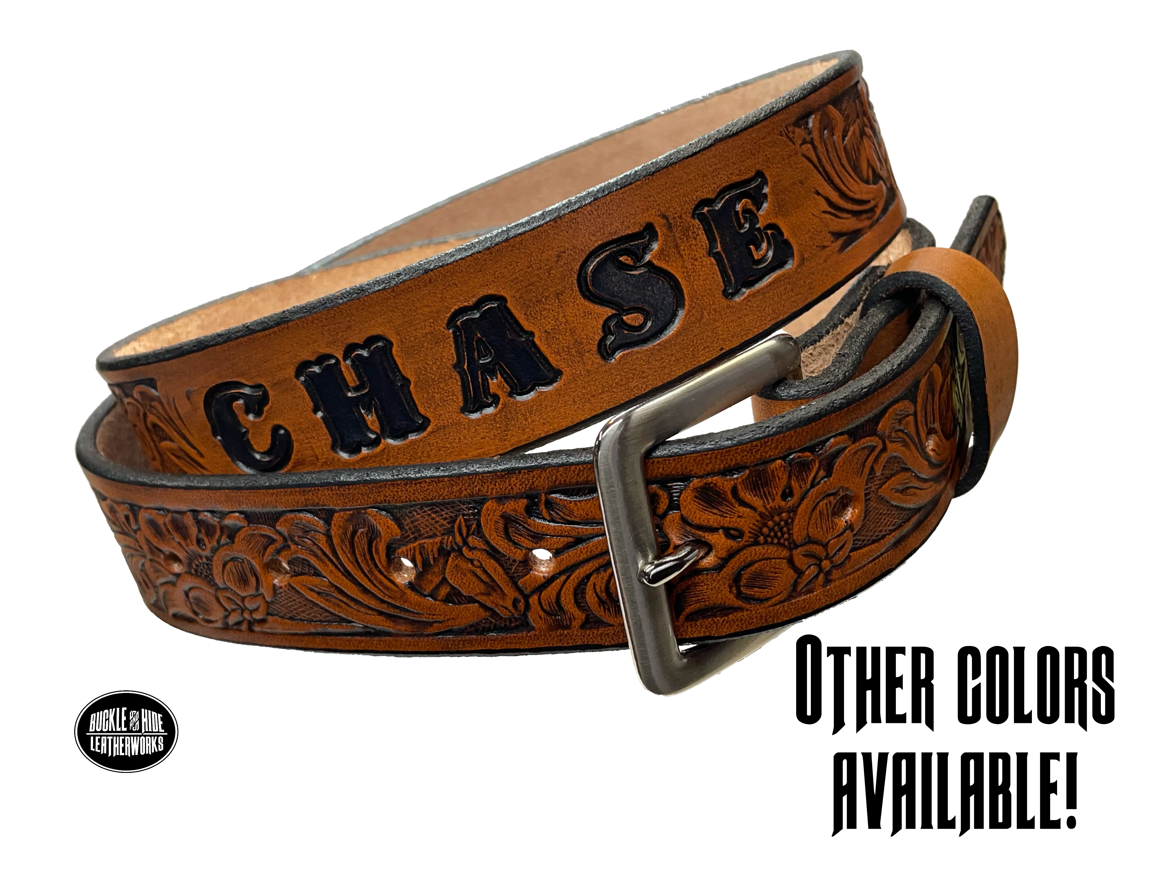 "The Mustang" Name Leather Belt