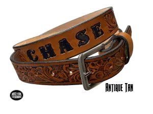 "The Mustang" Name Leather Belt