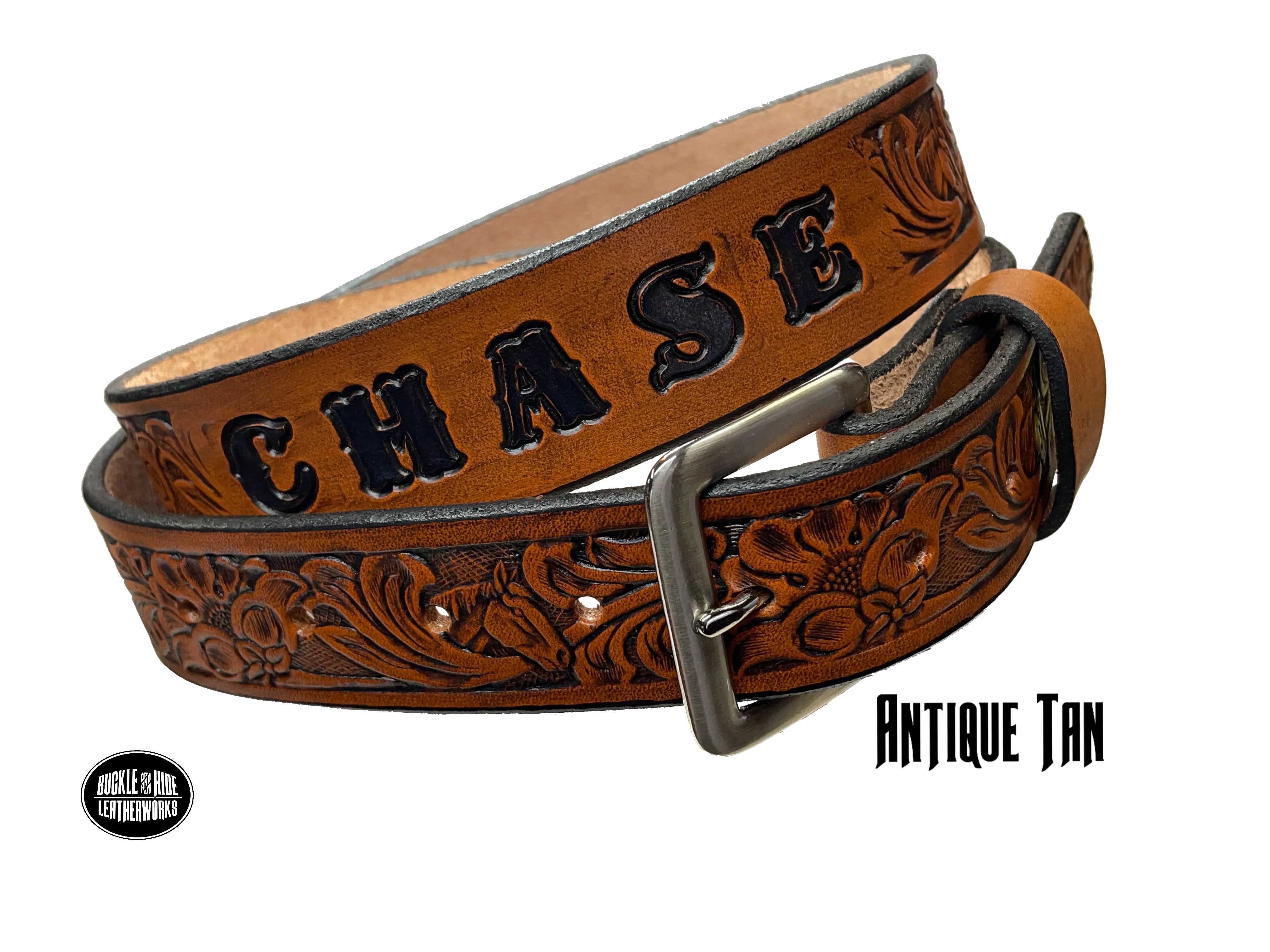 "The Mustang" Name Leather Belt