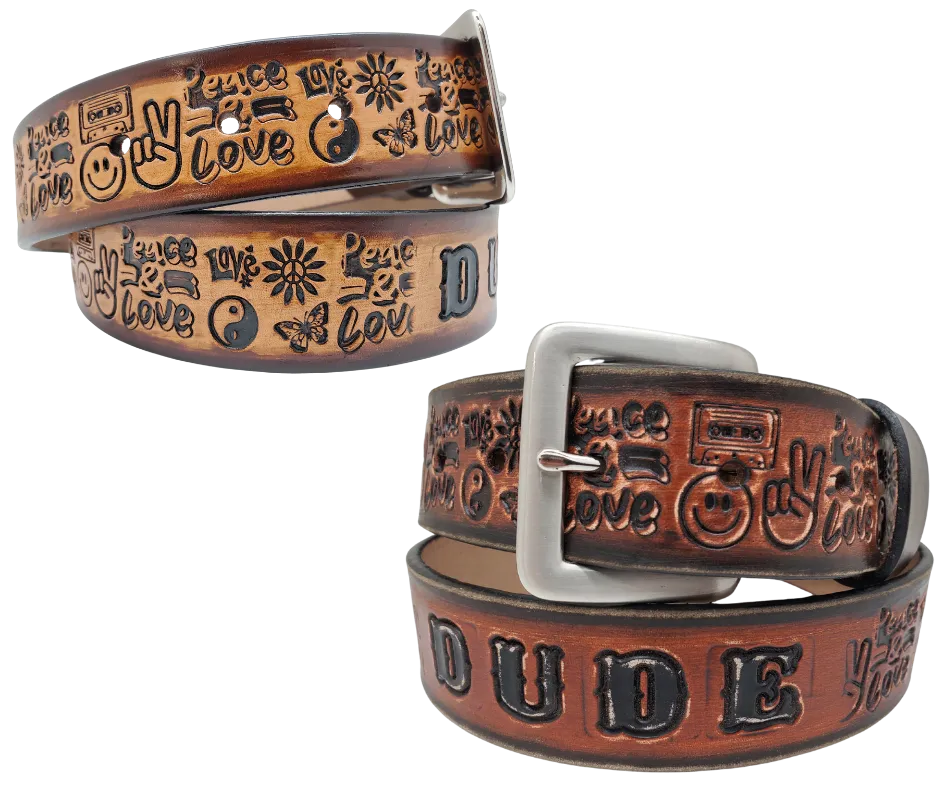 "The Woodstock" Brown Leather Belt