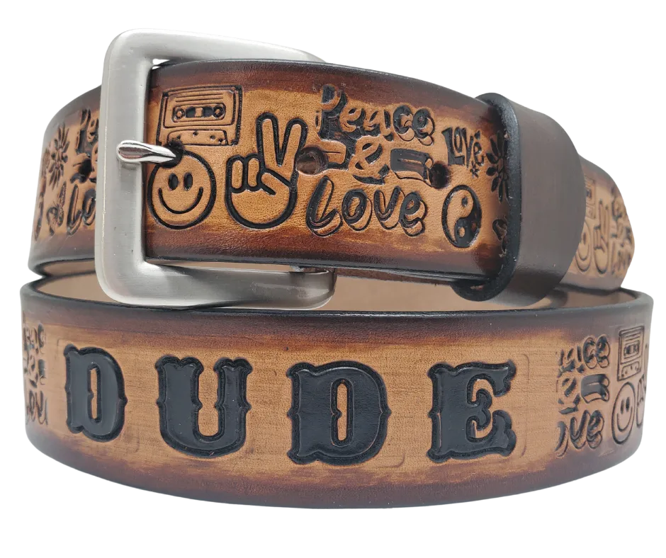 "The Woodstock" Brown Leather Belt