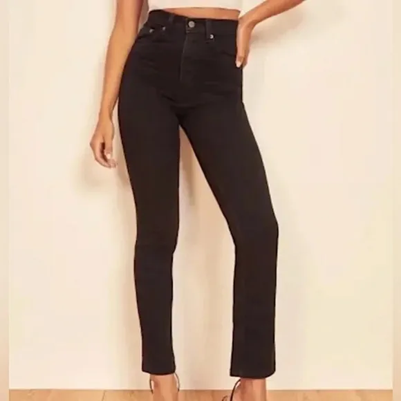 Reformation Women’s Selma High and Skinny Jeans in Fraser Black Size 28