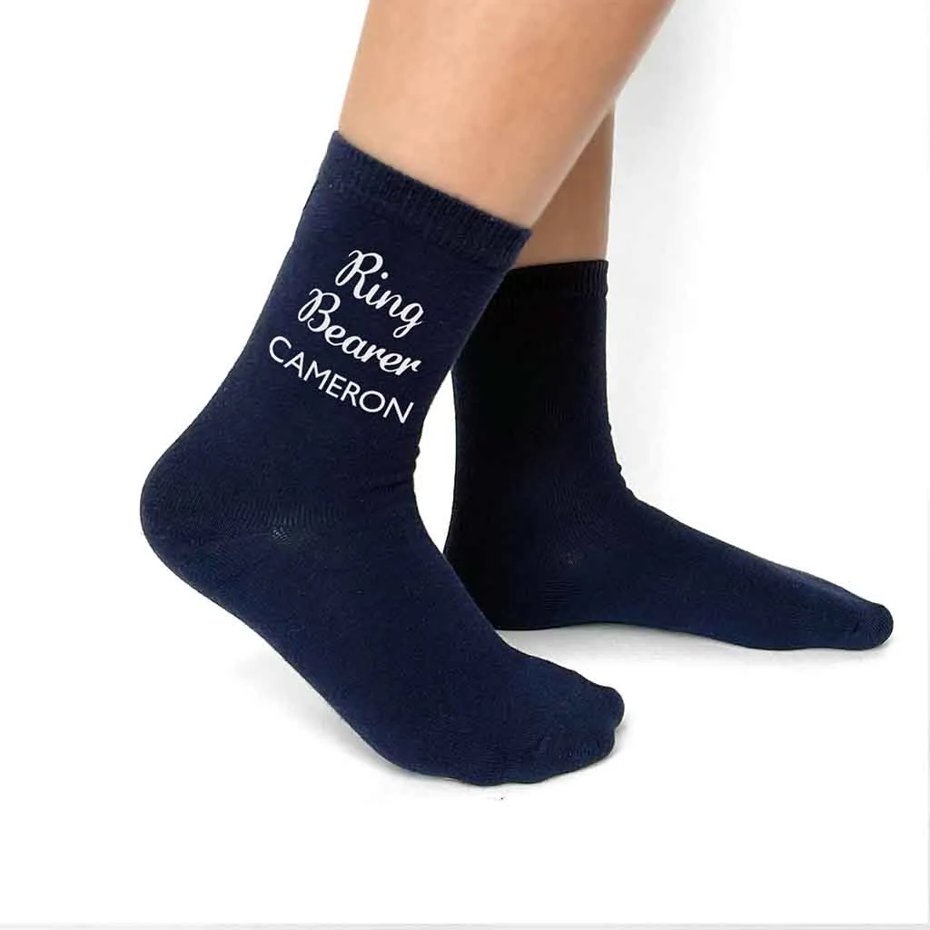 Ring Bearer Personalized Wedding Socks with Name