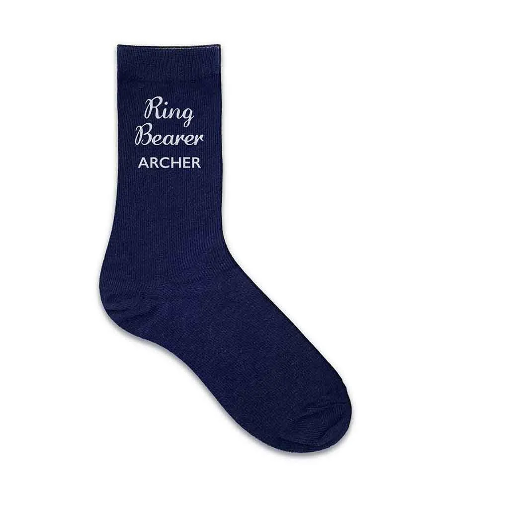 Ring Bearer Personalized Wedding Socks with Name