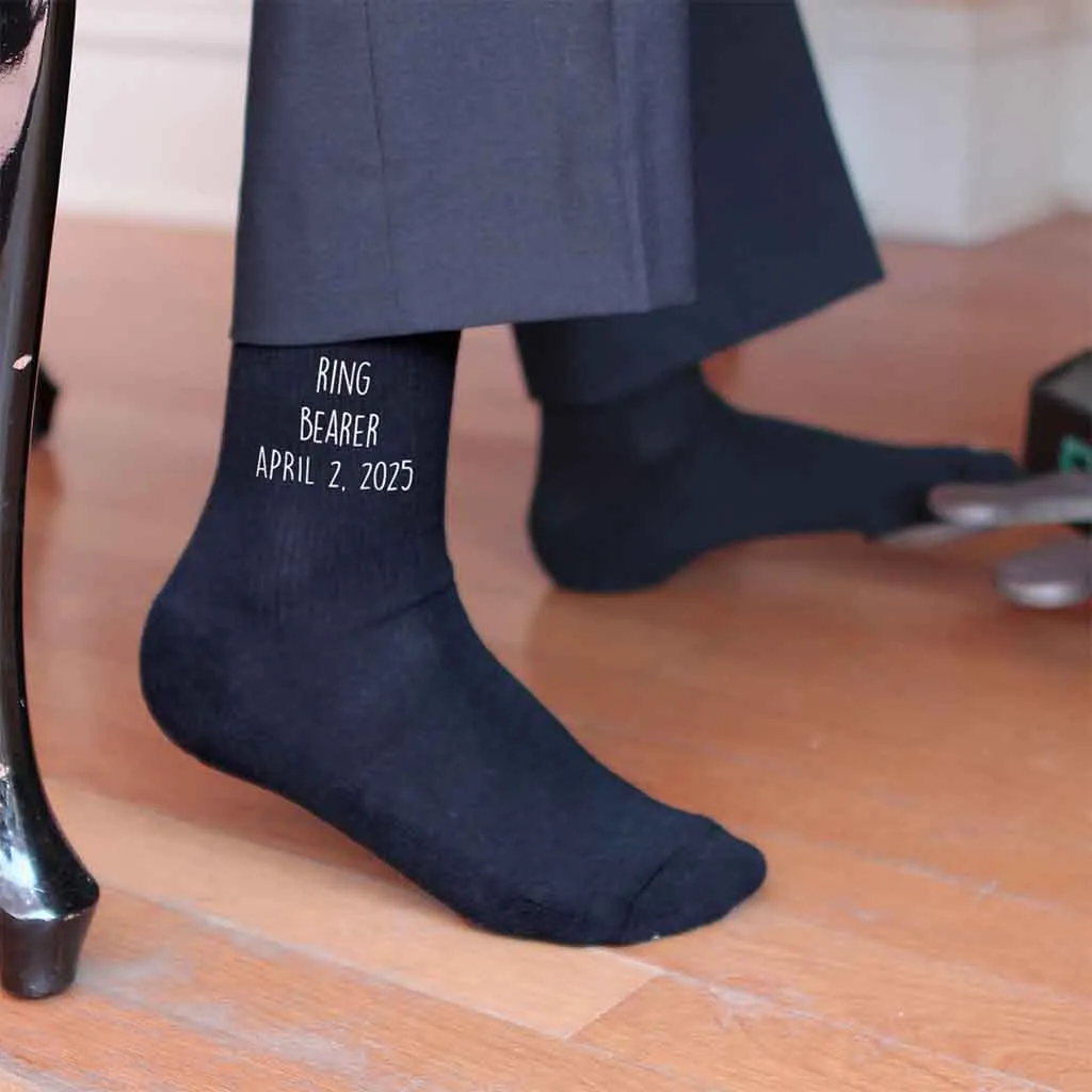 Ring Bearer Socks Personalized with the Wedding Date