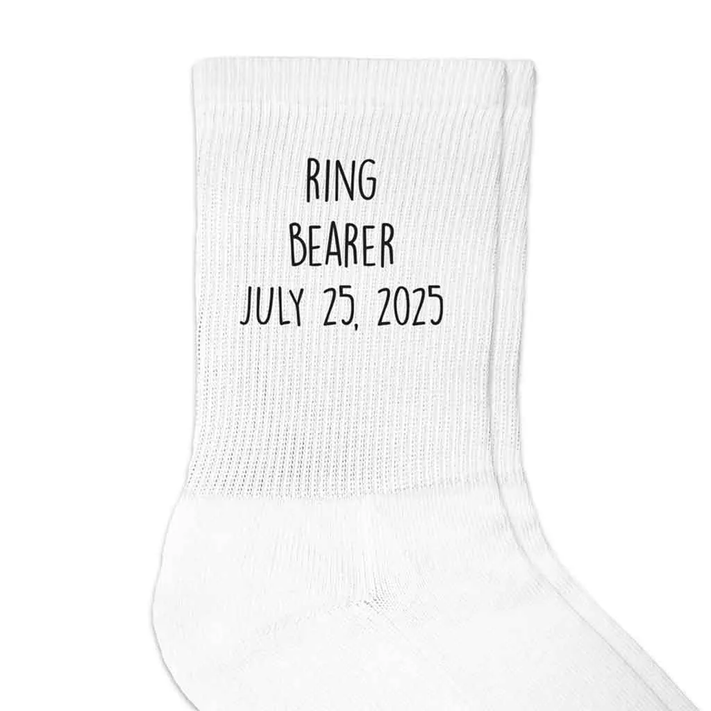 Ring Bearer Socks Personalized with the Wedding Date