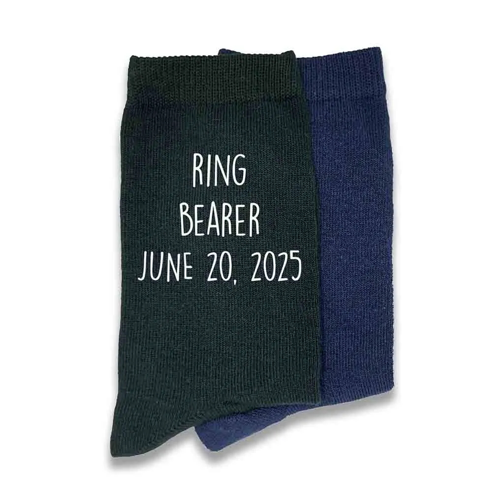 Ring Bearer Socks Personalized with the Wedding Date