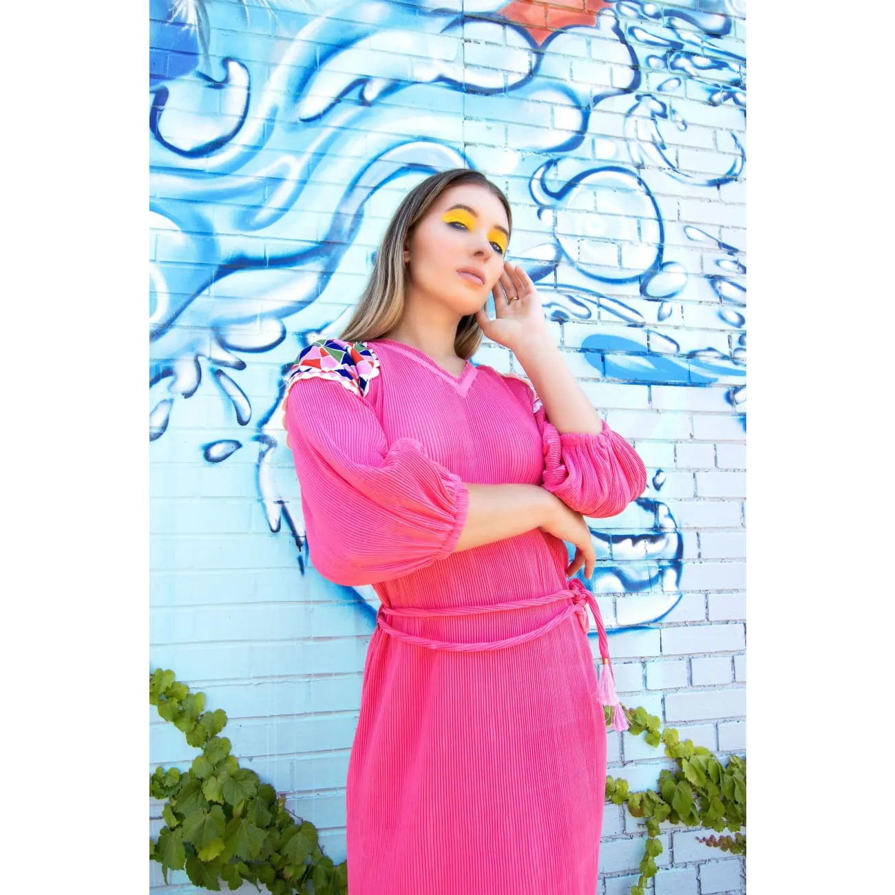 Rosa Pink Plisse Dress