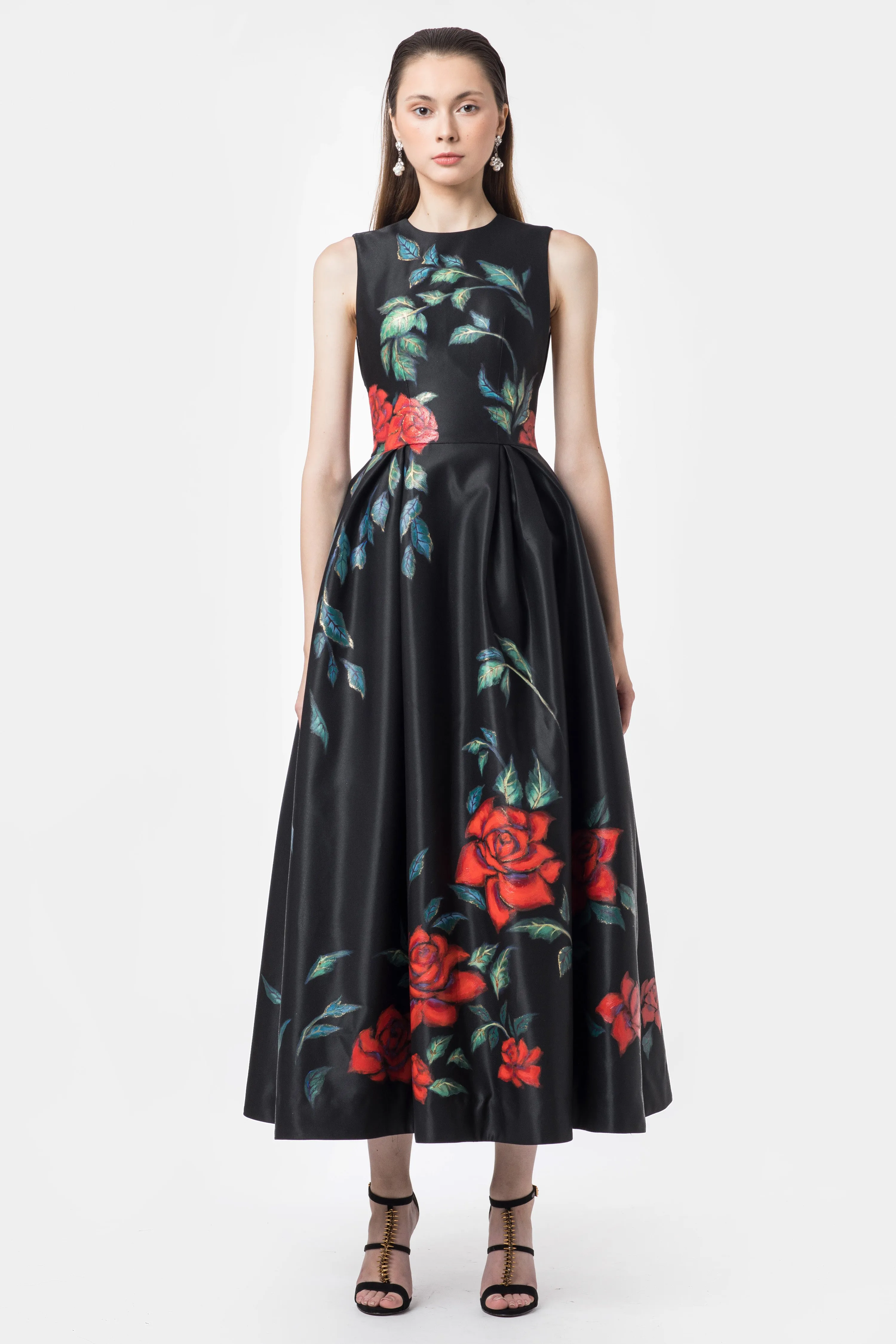 ROSE GARDEN Hand PAINTED ANKLE LENGTH DRESS