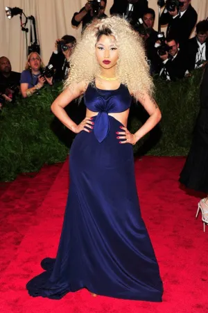 Royal Blue Nicki Minaj Cutout Dress Knot Prom Celebrity Evening Gown Dress Met Gala
