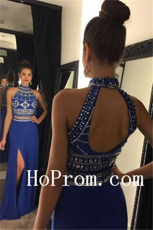 Royal Blue Prom Dresses,Halter Prom Dress,Evening Dress