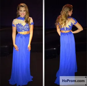 Royal Blue Short Sleeve Prom Dresses Evening Dresses