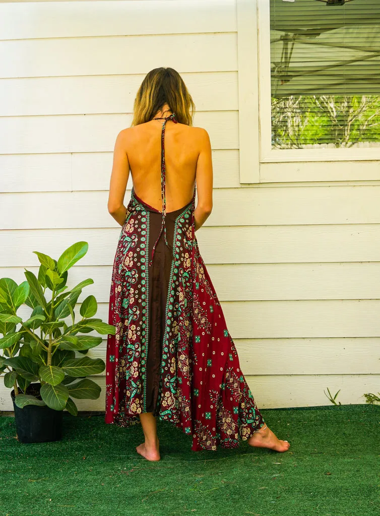 Ruby Blossom Goddess Boho Maxi Dress