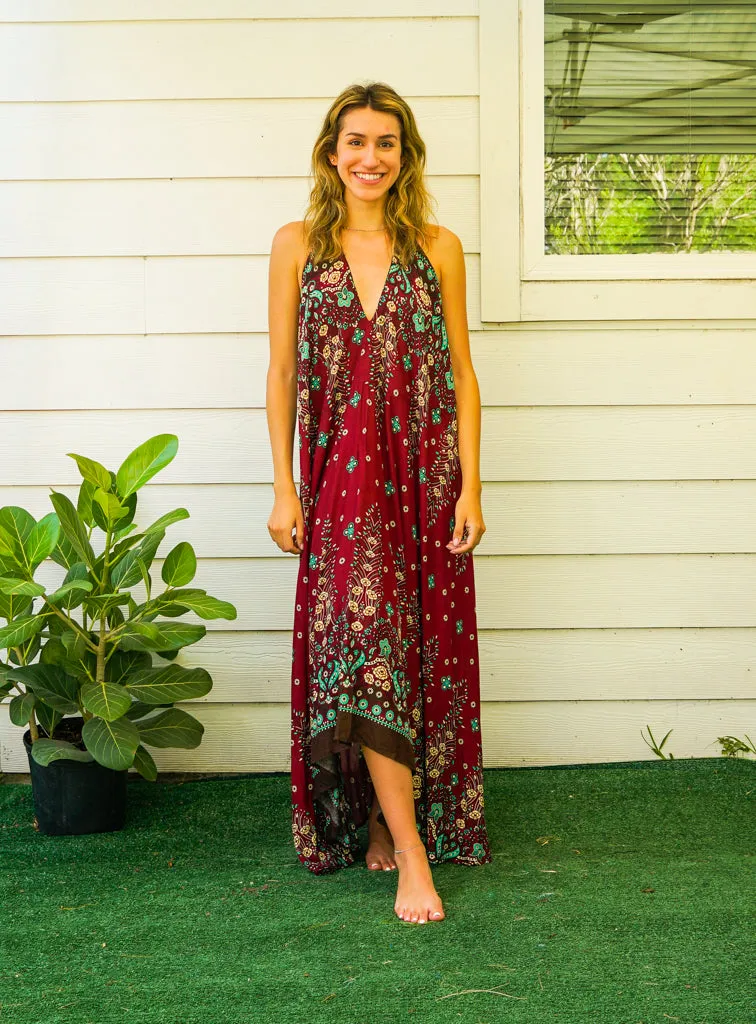 Ruby Blossom Goddess Boho Maxi Dress