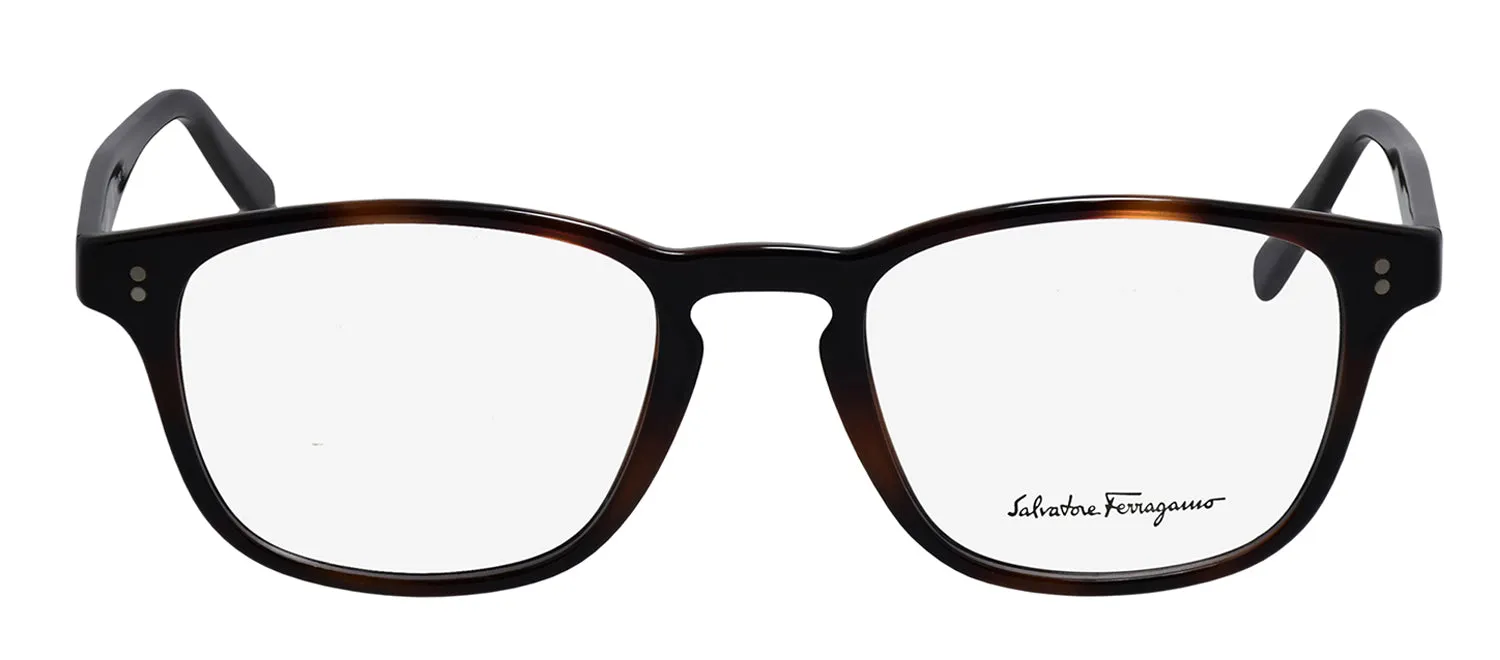 Salvatore Ferragamo SF 2913 241 Square Plastic Tortoise/Black Eyeglasses with Logo Stamped Demo Lenses