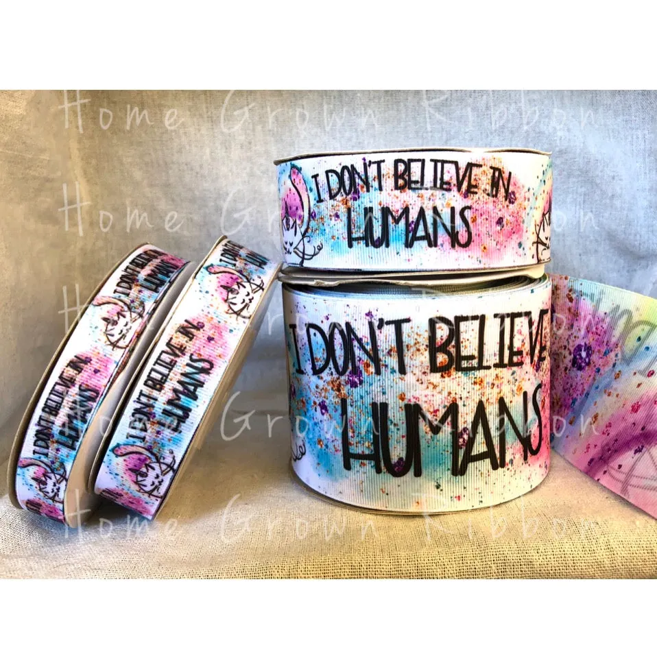 Sassy Collection - I Don't Believe in Humans Caticorn Double Sided Ribbon