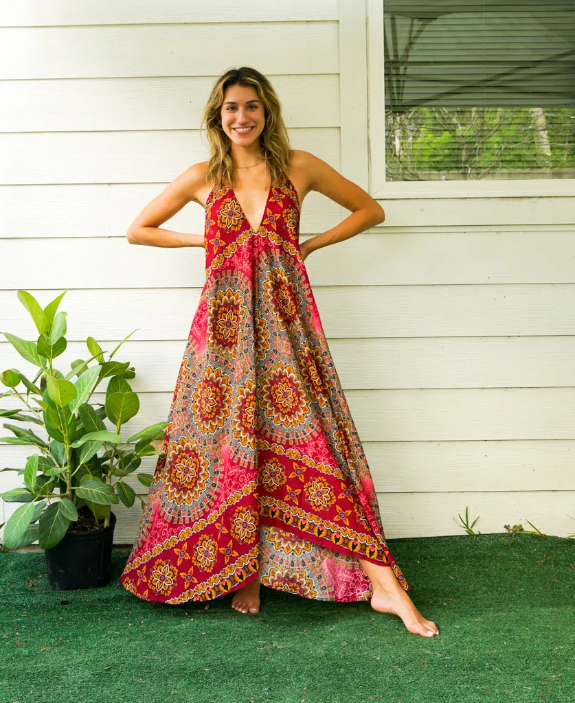 Scarlet Sun Goddess Maxi Dress