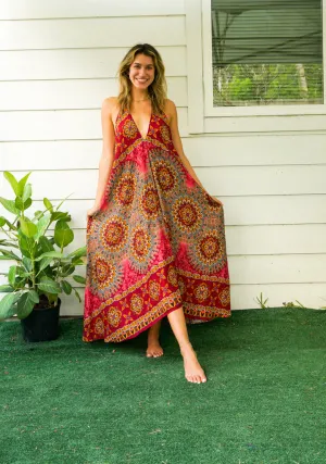 Scarlet Sun Goddess Maxi Dress