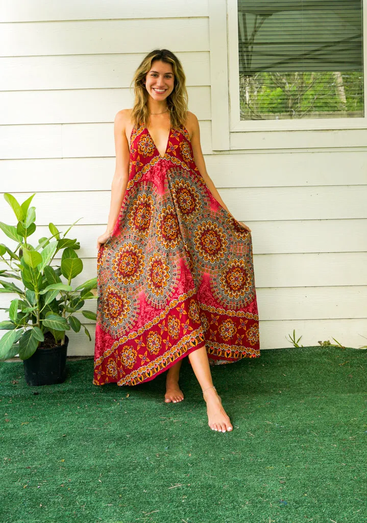 Scarlet Sun Goddess Maxi Dress