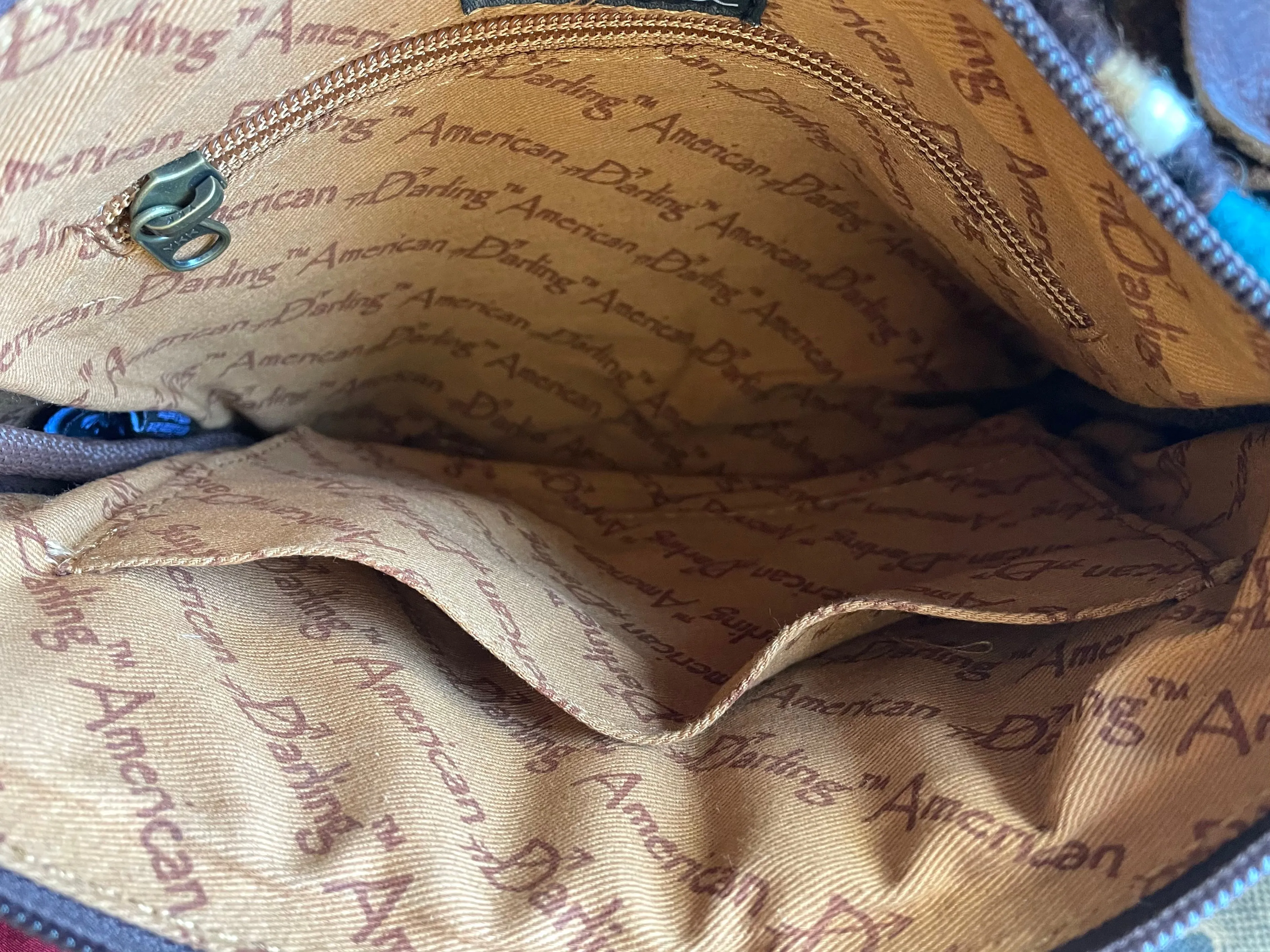 Sedona Blue Grey Diamond Wool Leather Tooled Fringe Bag
