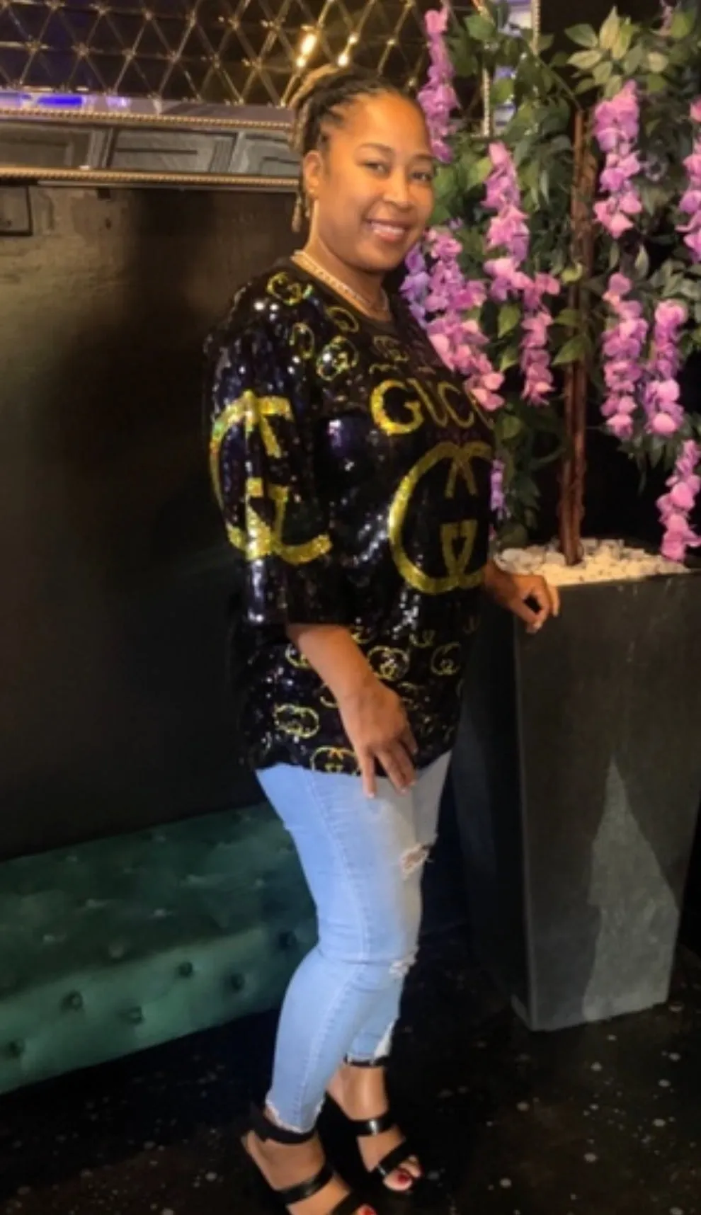 Sequined Luxury Oversized Shirt Dress