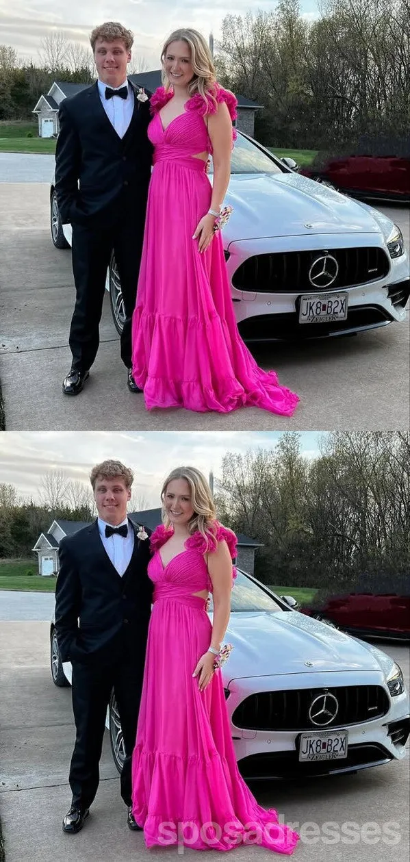 Sexy Hot Pink A-line Long Party Prom Dresses Ideas,Evening Gowns,13775