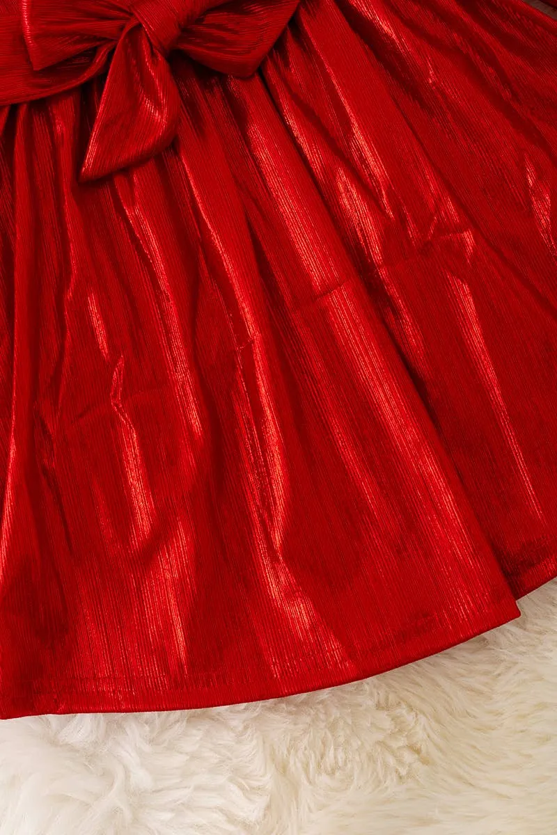 Shimmery red angel sleeve dress