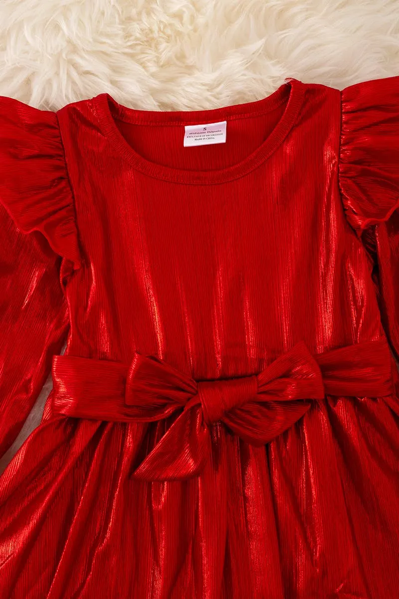 Shimmery red angel sleeve dress
