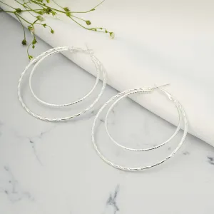 Silver Double Hoops