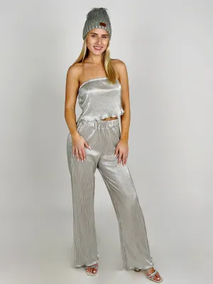 Silver High Waist Pants
